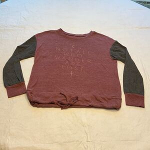 Maroon Graphic Long Sleeve Top